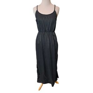 J. Crew Linen Maxi Dress Black Sleeveless Sundress Summer Casual XXS‎
